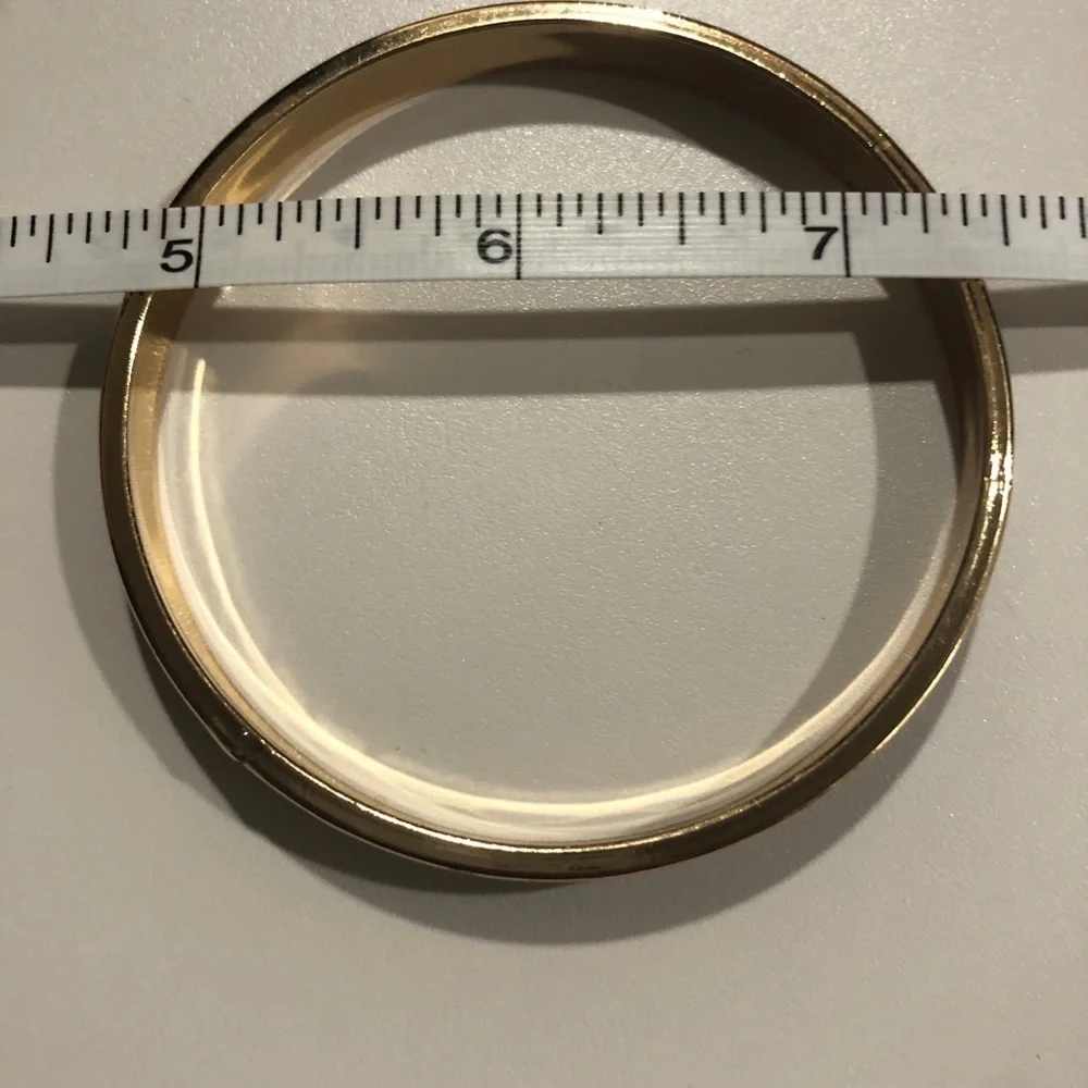 Blue Glitter Gold Tone Metal Bangle Bracelet